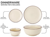 Handcrafted Ceramic Stoneware Dinner Set Of 14 Pieces With Serving Bowls Set - Off White | 4 Dinner Plates + 4 Small Plates + 4 Small Dinner Bowl, 170ml Each+ 2 Serving Bowl, 1000ml Each